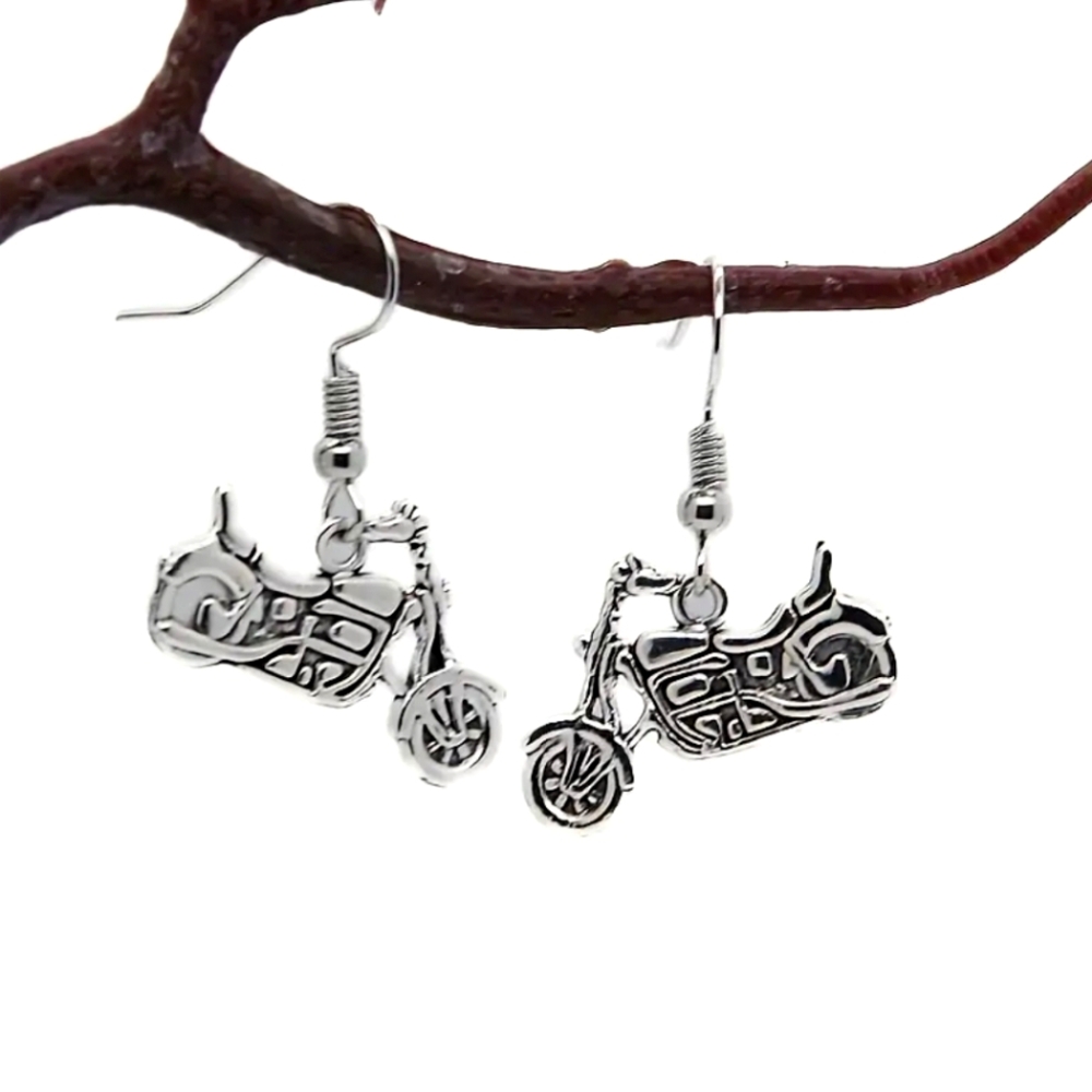 Ladies Motorcycle Pendant Earrings